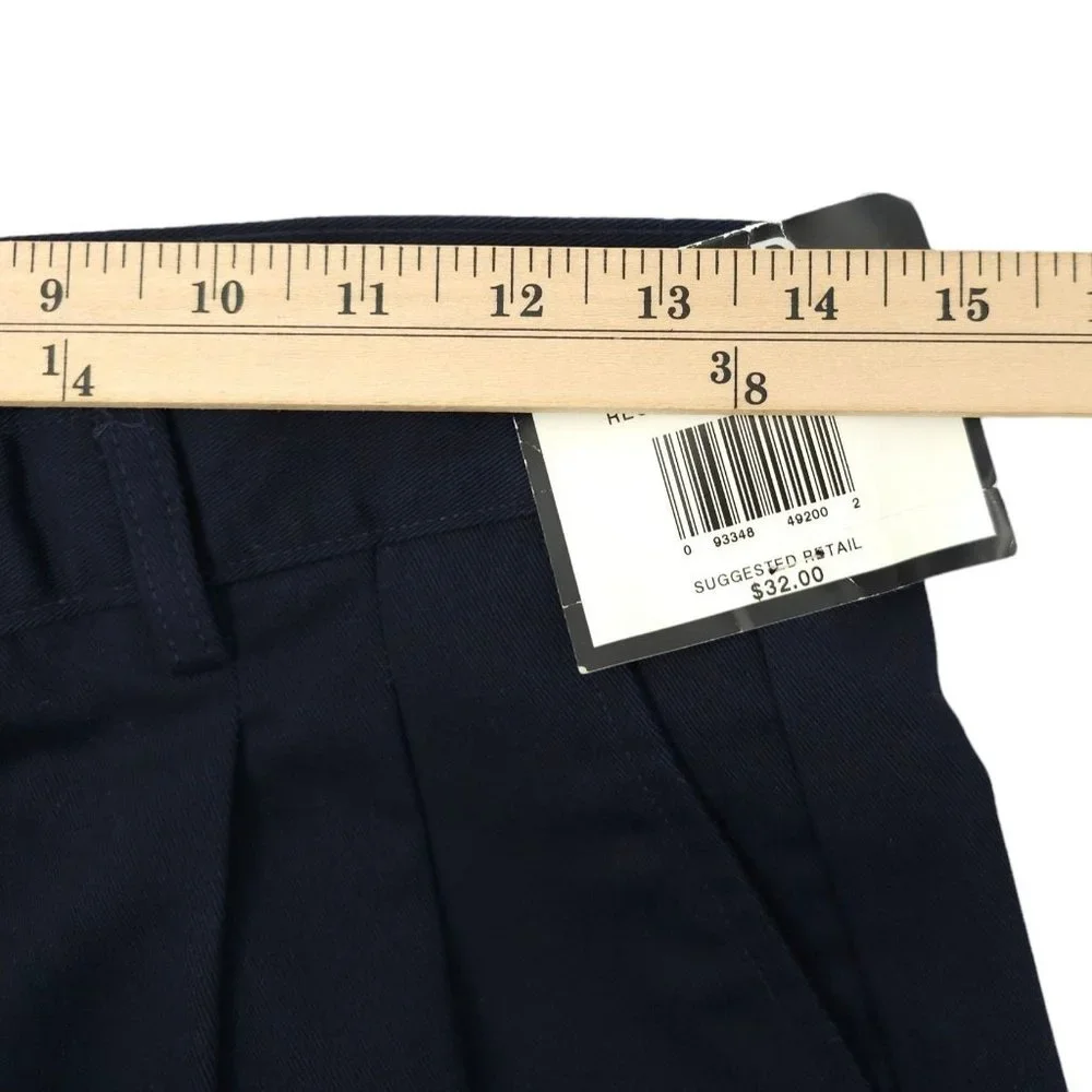 Izod Navy Blue Chino Pants Boys Size 20 Regular Cotton Pleated Front NEW